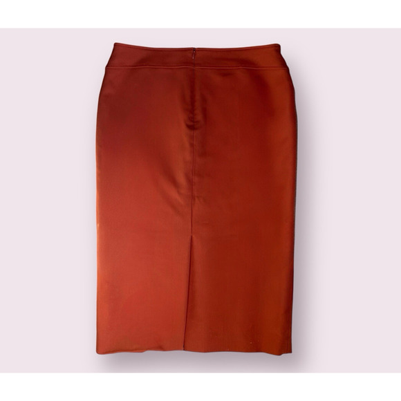 Piazza Sempione IT 48 US 8/10 Wool Fall Terracotta Orange Stretch Pencil Skirt - Picture 15 of 15